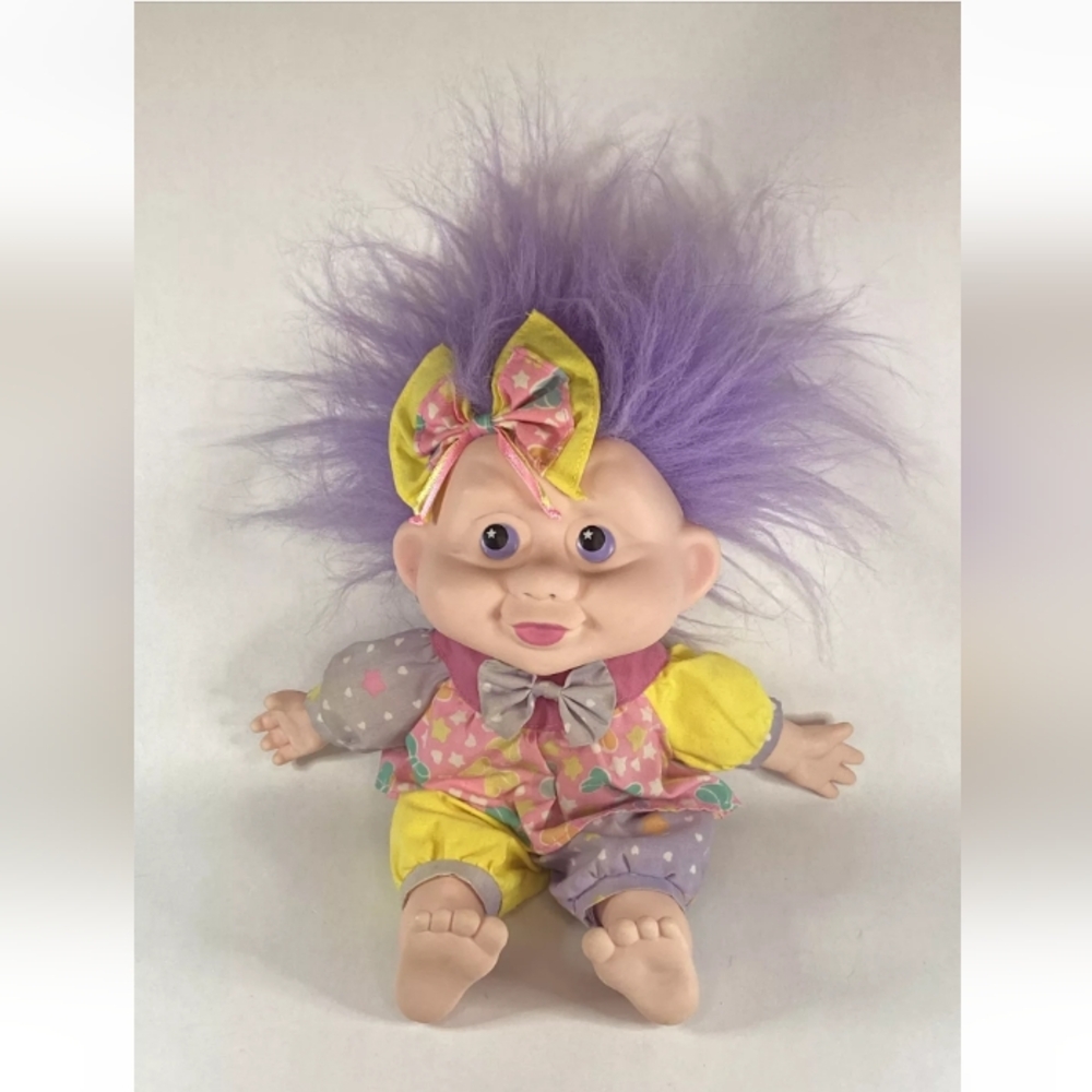 Vintage 1991 Applause Magic Trolls 12" Doll Purple Hair Girl Vinyl Plush